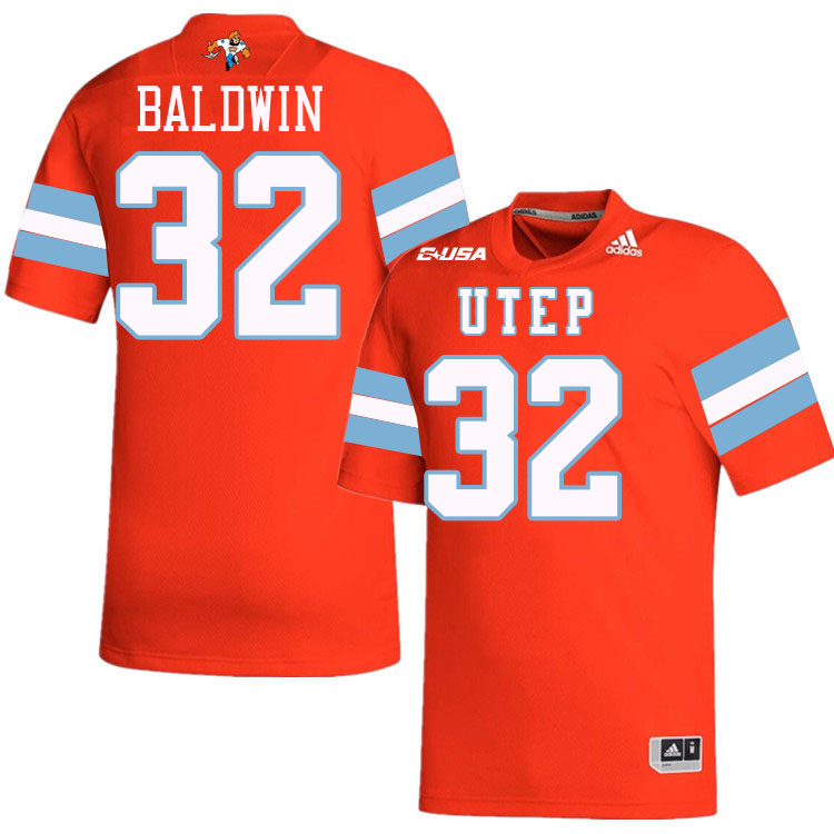 #32 Elijah Baldwin UTEP Jersey,UTEP Miners College Football Jersey,Uniforms-Throwback